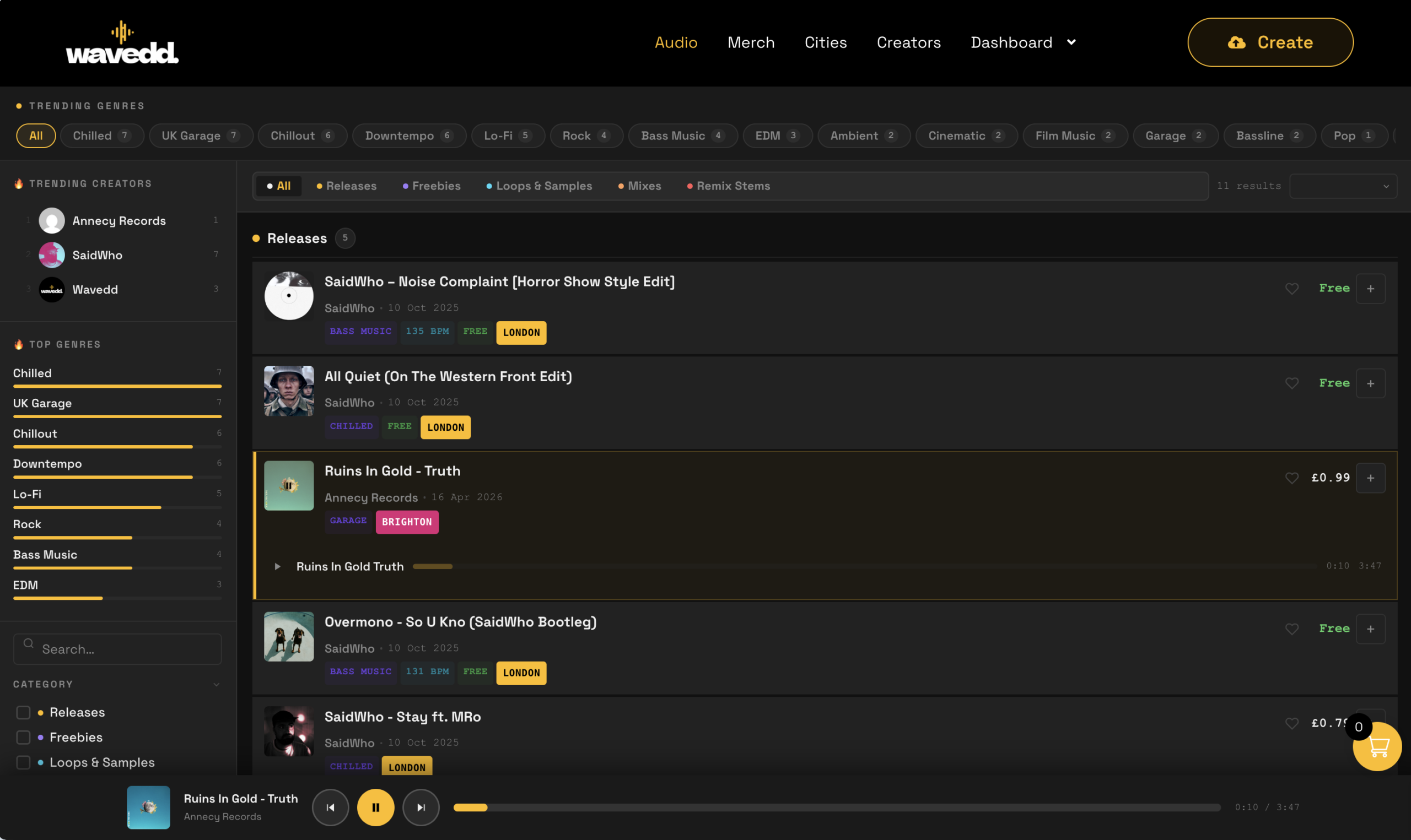 Audio explore page